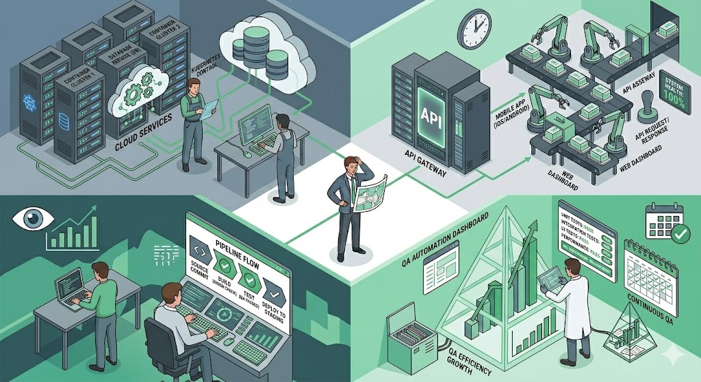 Team di software engineering al lavoro su architetture enterprise